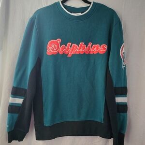 Mitchell & Ness NFL Miami Dolphins Embroidered Crewneck Sweatshirt Throwback EUC